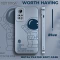 Hontinga for Redmi Note 11 / Note 11S Back Cover Frosted Plating Cute Astronaut Spaceship Covers Thin Soft Silicone Mobile Phone Case.
