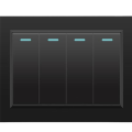 Tempered Glass Mechanical Button Electrical Wall Switch 4 Gang 2 Way 118mmx72mm Black Panel Light Switch 4gang 2way. 