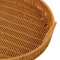 Woven Serving Tray Holder with Handles Kitchen Tray PP Material Rattan for Home Kitchen Bakery Household Decoration Brown Bread Storage Tray.