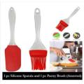 Silicone Spatula and Pastry Brush Set 2 pic Special for Cooking, Baking, Glazing - Set of 1 (Multicolor).