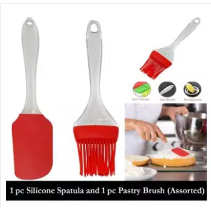 Silicone Spatula and Pastry Brush Set 2 pic Special for Cooking, Baking, Glazing - Set of 1 (Multicolor)