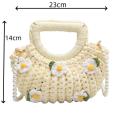 Summer Accessory Crochet Bags Artisanal Designer Collection Cotton Thread Handwoven Handbags Small Size Lightweight Ladies  Bag for Beach Outing Women's Fashion Casual Style Accessory for Vacation. 