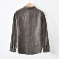 100% Pure Linen Shirts for Men Long Sleeve Casual Turn-down Collar Basic Classic Tops Male Fashion Solid Color Retro Clothing. 