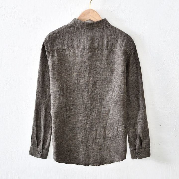 100%25%20Pure%20Linen%20Shirts%20for%20Men%20Long%20Sleeve%20Casual%20Turn-down%20Collar%20Basic%20Classic%20Tops%20Male%20Fashion%20Solid%20Color%20Retro%20Clothing%20-%20Image%204