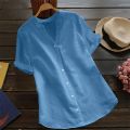 Stylish Simplicity: Women’s Imitation Cotton Button Down Shirts. 
