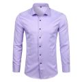 Men's Purple Bamboo Fiber Dress Shirts Brand Long Sleeve Shirt Solid Slim Fit Casual Formal Non Iron Work Shirt Camisa Masculina. 