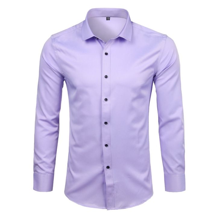 Men's%20Purple%20Bamboo%20Fiber%20Dress%20Shirts%20Brand%20Long%20Sleeve%20Shirt%20Solid%20Slim%20Fit%20Casual%20Formal%20Non%20Iron%20Work%20Shirt%20Camisa%20Masculina%20-%20Image%207