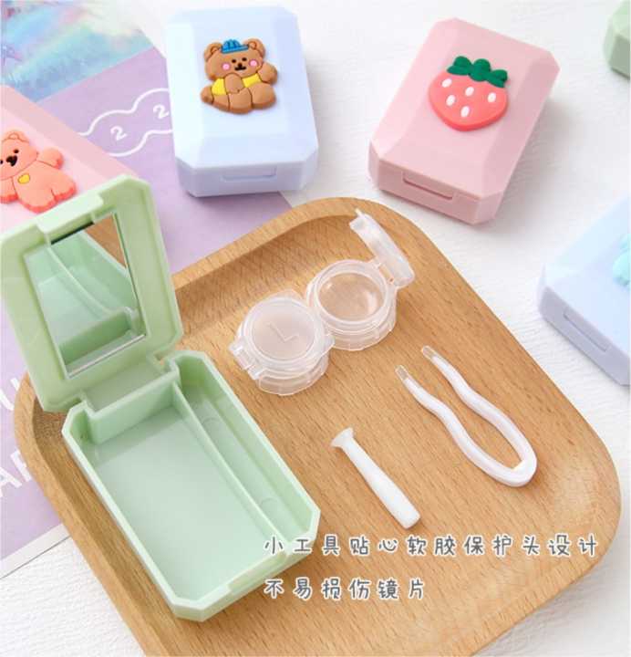 Cute%20cartoon%20Lenses%20box%20Girls'%20for%20small%20portable%20portable%20beautiful%20pupil%20care%20storage%20box%20with%20mirror%20box%20-%20Image%203