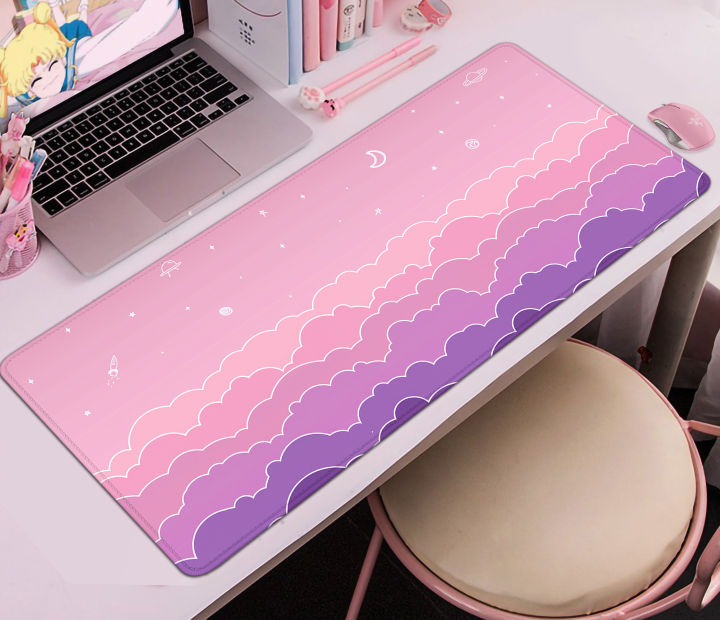 XL Table Pad Extension Soft Cloud Table Pad Kawaii Purple Mouse Pad Cute Gaming Keyboard Pad Large XXL Pink Mouse Pad 90x40