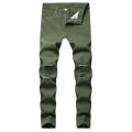 New Fashion Brand High Quality Stretch Knee Ripped Black Slim Jeans Men Slim Hip Hop Swag Elastic Pants Boy Ripped Male Trousers.