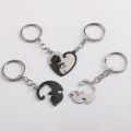 2Pcs Puzzle Cat Keychain Couple Lover Animal Matching Keyring Pendants Valentine's Day Gift Stainless Steel Love Heart Key Chain.
