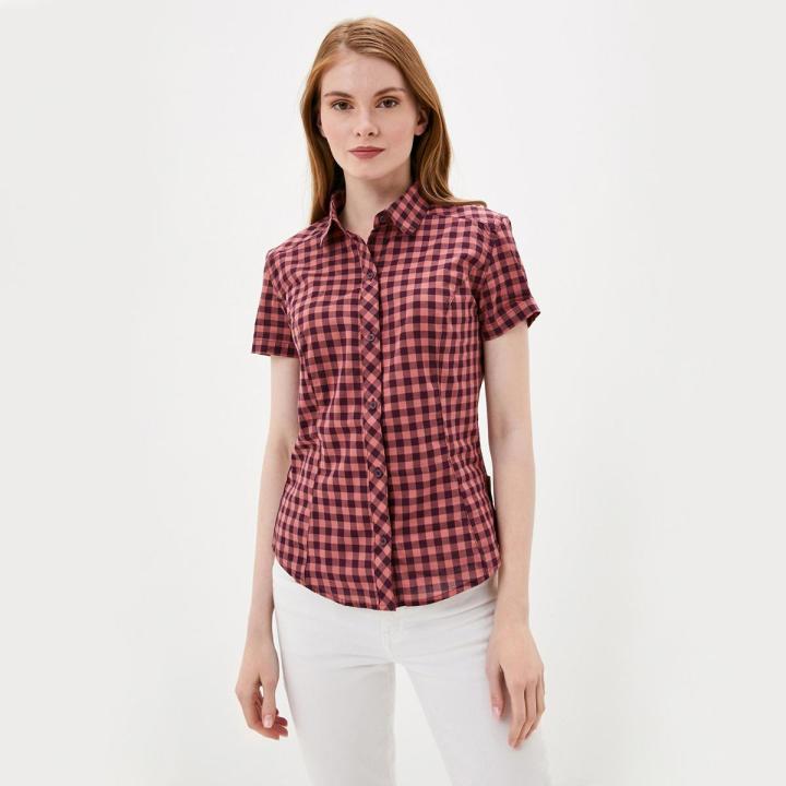 Red Check Short Sleeve Casual Shirt for Women (CT-11.3)