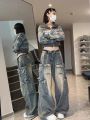 EmotionaE Multi-pocket Design Streetwear Cargo Pants Women Autumn Winter Wide-leg Trendy Niche Washable Oversized Jeans Women Y2k Baggy.