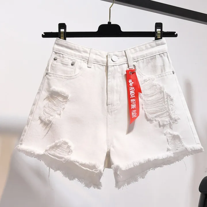 Women's%20High%20Waist%20Denim%20Shorts2022Summer%20New%20Loose%20Hole%20Large%20Size%20FatmmWide-LegaWord%20Hot%20Pants%20Fashion%20-%20Image%202