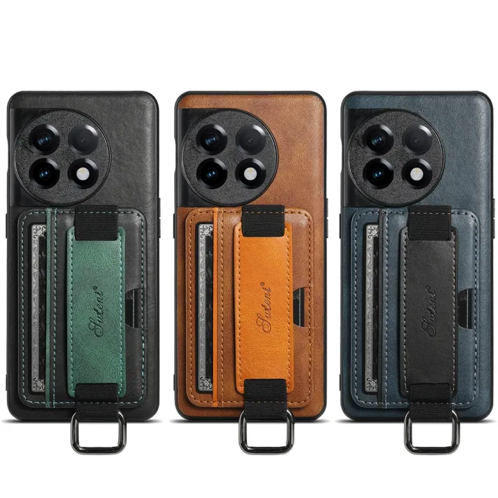 (New)For%20OnePlus%2011%205G%20Suteni%20H13%20Card%20Wallet%20Wrist%20Strap%20Holder%20PU%20Phone%20Case%20-%20Image%208