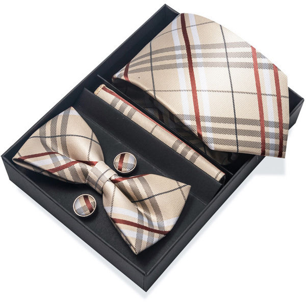 Men's High-Density Polyester Silk Fabrics Embroidered Tie Box 4 Item Set (1ps)