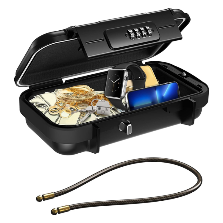 Portable Safe Box for Travel with Combination Lock for Dorm,Travel,Beach,Hotel Combination Safe Box Black