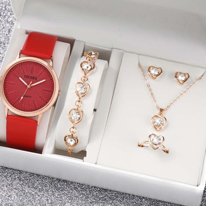 %E3%80%90Limited%20Quantity%E3%80%91%20Stylish%206pcs%20Women's%20Quartz%20Watch%20Set%20for%20Ladies%20Leather%20Strap%20Attractive%20Water%20Resistant%20Watches%20Latest%20New%20Design%20Personality%20Wristwatch%20for%20Girls%20-%20Image%205