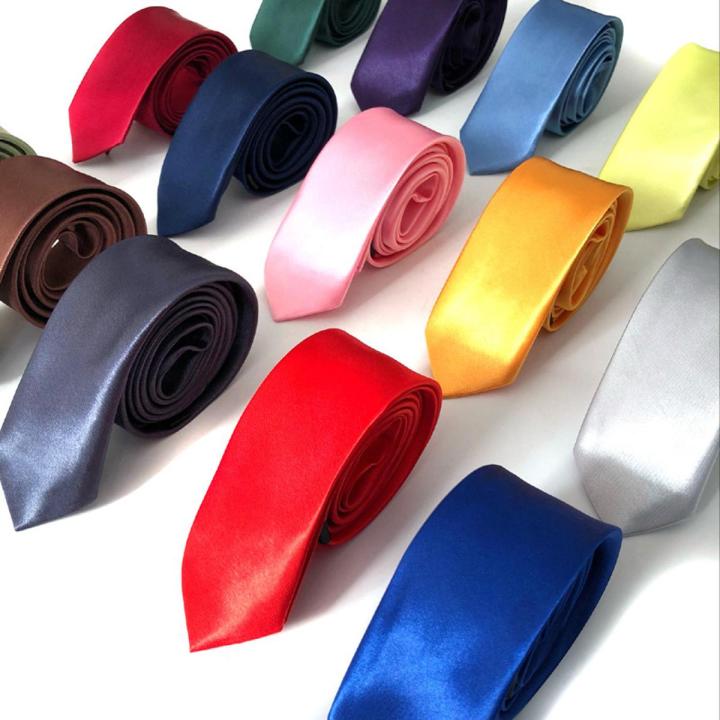 Solid color Slim tie 5cm men's casual Korean version narrow polyester silk tie