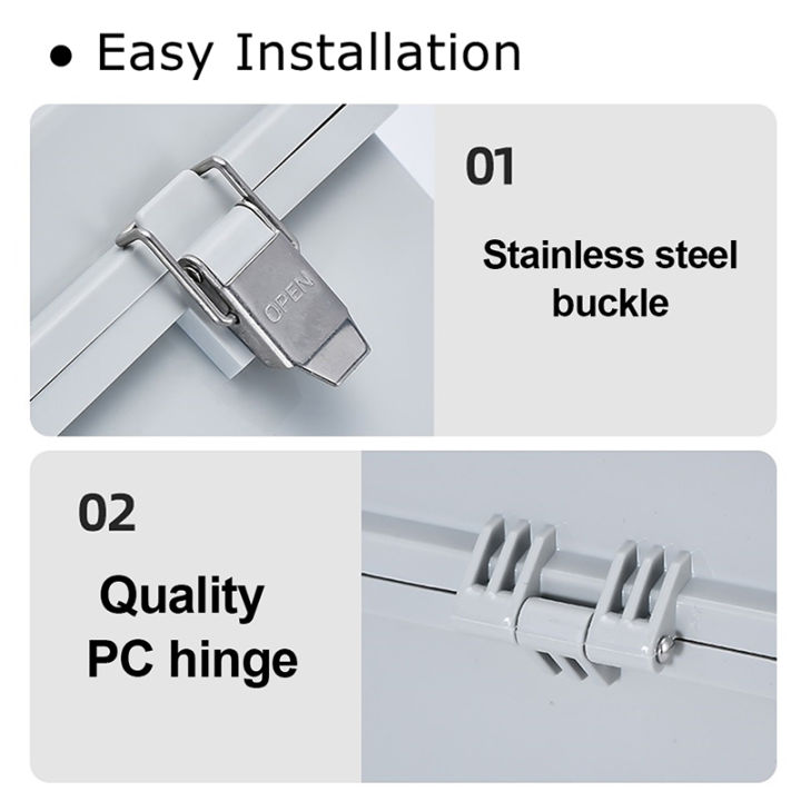 IP67%20Waterproof%20Gray/Transparent%20Cover%20Enclosure%20Juction%20Box%20ABS%20Plastic%20Outdoor%20Electronic%20Instrument%20Hinge%20Case%20-%20Image%205