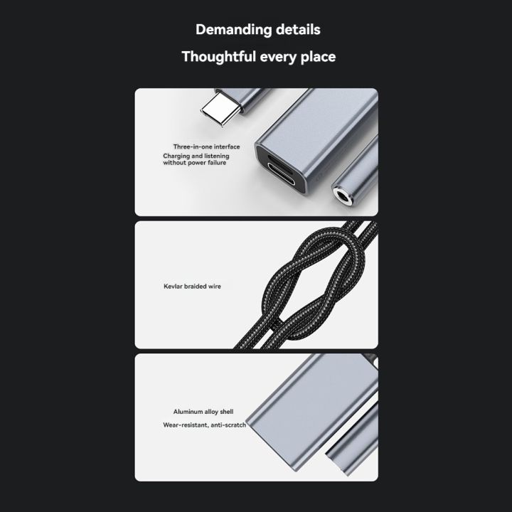 3in1%20USB%20C%20to%203.5mm/Type-C/IOS%20Aux%20Audio%20Adapter%20Gray%20-%20Image%208