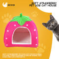 Soft Strawberry Pet Dog Cat House Kennel Foldable Winter Warm Cushion Animal Bed Dogs And Cats Products (Size: XL), Red Color. 