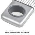 Stainless Steel Onion Holder Slicer Tomato Cutter With 10 Even Prongs Easy Hold And Silcing Lemon Vegetable,Sliver Color New Professional.