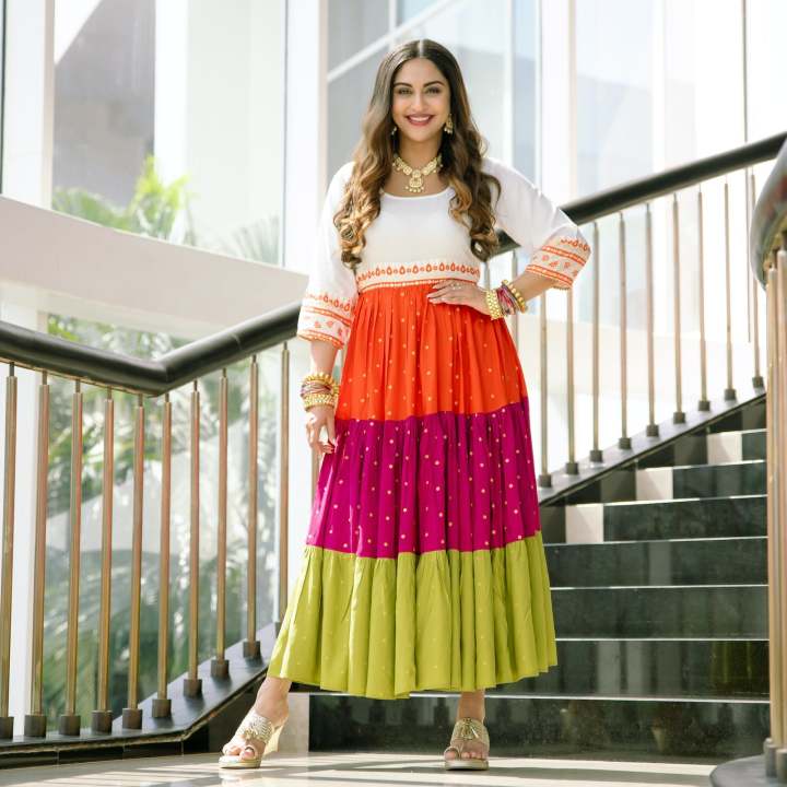 Off%20White%20Multicoloured%20Tiered%20Dress%20with%20Polka%20Prints%20&%20Gota%20Details%20k-183%20-%20Image%205