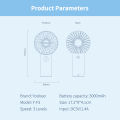 Yoobao Y-F3 USB Fan Rechargeable Handheld Mini Fan Desktop 3-level Small Fans Electrical Fan Blue 3000mAh.