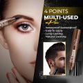 4 Points Multi-Used Pen Liquid Beard Eyebrow Pencil Precise Brow Definer Long Lasting Waterproof Blonde Brown Eye Brow Makeup. 