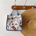 Lightweight Bunny Canvas Bag Eco-friendly Durable handles Canvas Cartoon Tote Bag Printed Design Cute Lunch Bag for Casual Outings School Accessory Female Students Lunch Storage Gift option.