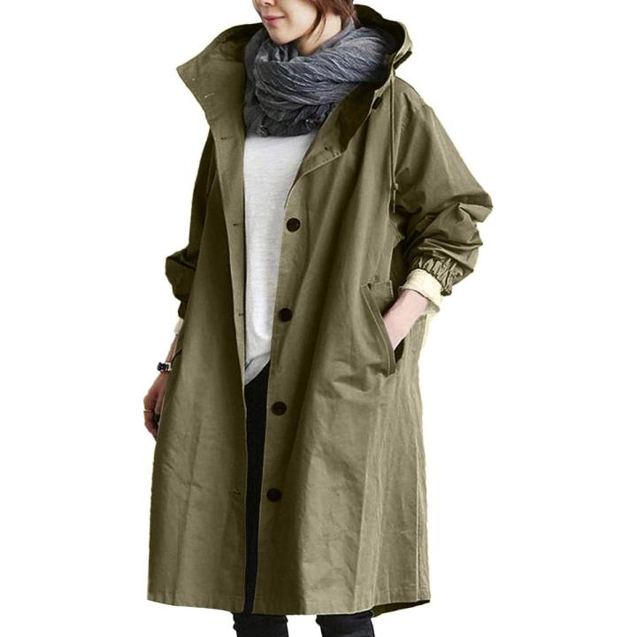 Womens Winter Loose Hooded Wild Elegant Windbreaker Comfortable Coat Outwear Comfy Simple Coat Fast