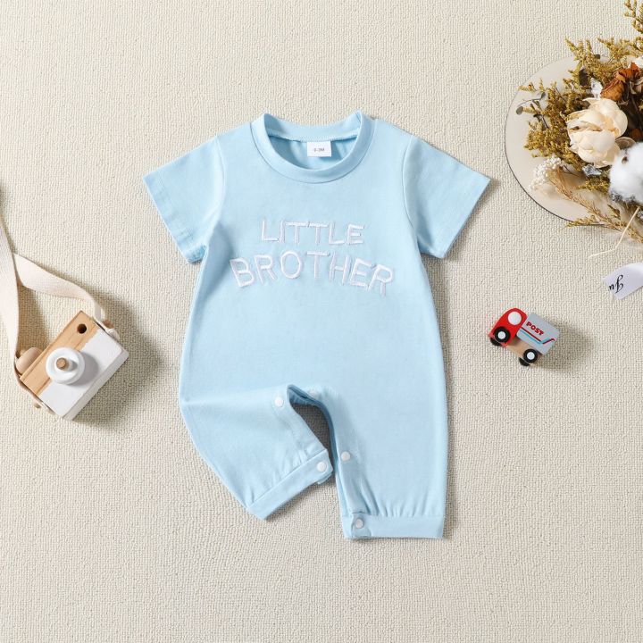 GC%20Baby%20Boys%20Romper%20Infant%20Short%20Sleeve%20Round%20Neck%20Romper%20Little%20Brother%20Newborn%20Summer%20Jumpsuit%20Outfit%20-%20Image%204