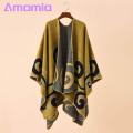 Amamia Women Autumn Cape Irregular Hem Contrast Color Fall Poncho. 
