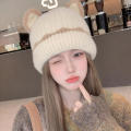 Plush Women'S Beanie Stylish Faux Warm Knitted Hat Wool Cap for Fall Winter Outdoor K-Pop Fans Women'S Fashion.