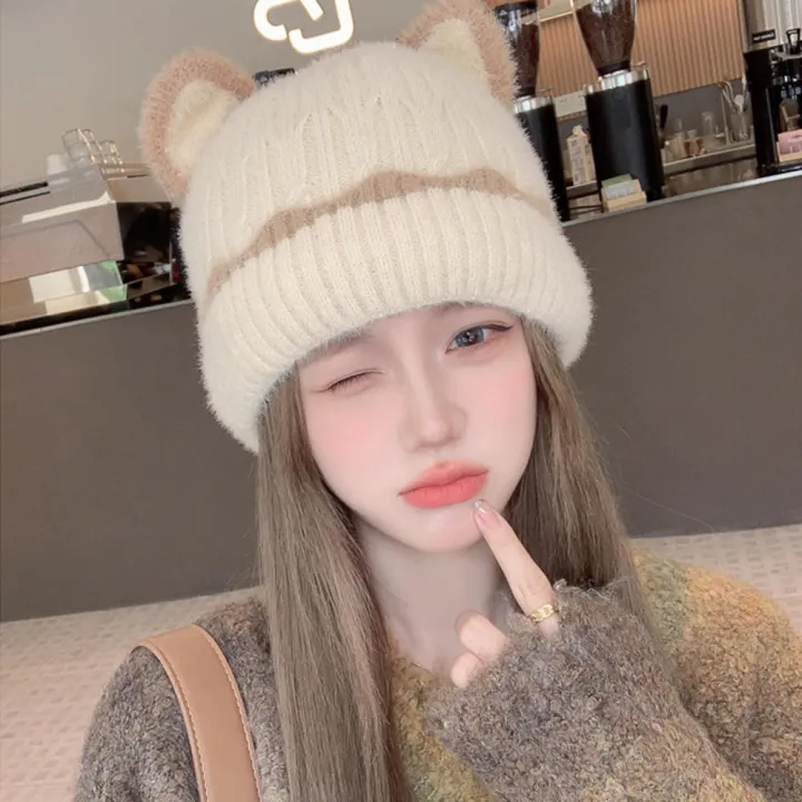 Plush%20Women'S%20Beanie%20Stylish%20Faux%20Warm%20Knitted%20Hat%20Wool%20Cap%20for%20Fall%20Winter%20Outdoor%20K-Pop%20Fans%20Women'S%20Fashion%20-%20Image%207