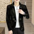 Elegant Jacket Blazer Male Suit 2023 New in Casual Boutiqu Business Letter Printing Slim College Style Suit Blazers Jacket Coat.