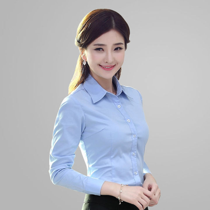 Shirt%20Women's%20White%20Long-Sleeved%20Shirt%20Work%20Clothes%20New%20Inner%20Wear%20Base%20Shirt%20Large%20Size%20Suit%20Business%20Wear%20Outerwear%20Shirt%20-%20Image%204