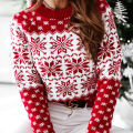 Women Christmas Sweater ladies knitting sweater snowflake Sweater Pullover Autumn Winter Long sleeves. 
