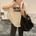 Pure Cotton American Vintage Letter Print Short Sleeve T T-shirt Women's Summer New Loose Leisure All-Matching Half Sleeve Shirt Fashion.