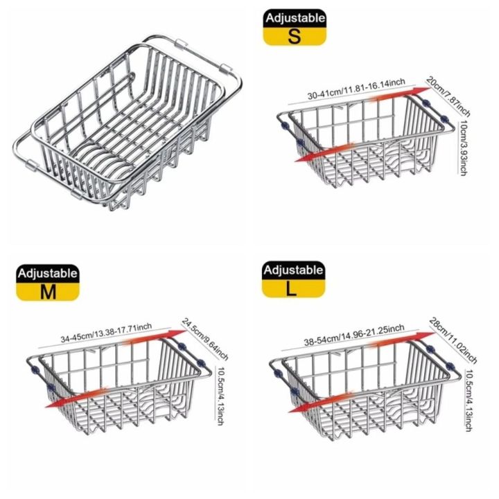 Easy%20Clean%20304%20Stainless%20Steel%20Stainless%20Steel%20Dish%20Drying%20Rack%20Rustproof%20Layer%20Large%20Capacity%20Kitchen%20Sink%20Dish%20Drainer%20Multi-Functional%20Adjustable%20Design%20Adjustable%20Drain%20Basin%20Vegetable%20Storage%20-%20Image%202