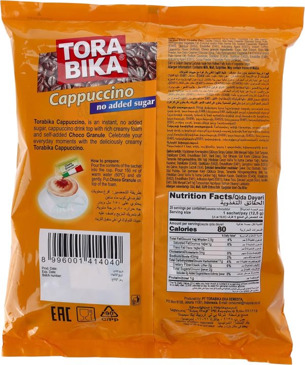 Torabika%20cappuccino%20coffee%20-%20No%20Added%20Sugar%20(12.50g%20x%2020)%20Pieces%20-%20Image%202