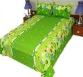 Cotton Blend Fabric - King Size Flat Bedsheet with Two Pillow Covers 400-600 Thread Count Green Floral Print - 7.5 x 8 Feet Machine & Hand Washable. 