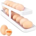 CloudTab Automatic 2-Tier Rolling Egg Dispenser For 12-14 Eggs Roll Down Space-Saving Gravity-Fed Design Durable Storage Solution for Refrigerator Pantry Kitchen Double-Layer Egg Holder.