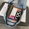 Japanese niche retro lazy style pendant backpack women's denim school bag casual college student class backpack.