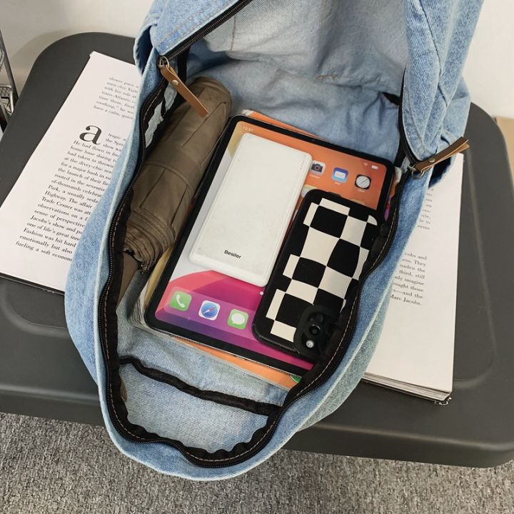 Japanese%20niche%20retro%20lazy%20style%20pendant%20backpack%20women's%20denim%20school%20bag%20casual%20college%20student%20class%20backpack%20-%20Image%204