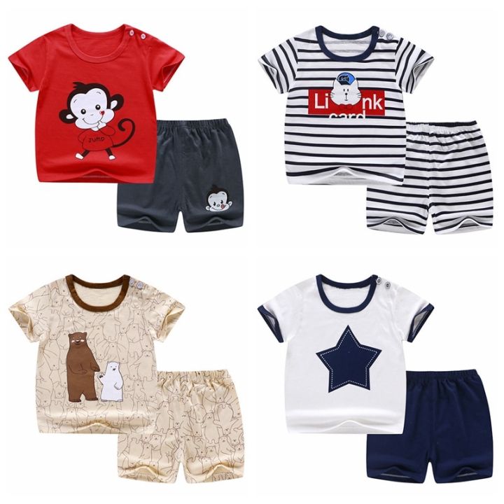 Summer Boys Clothes Suit Baby Girl Outfits 100% Cotton Top+Pant 2PCS Set Infant Newborn Clothing 6 9 12 18 24 Month