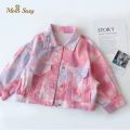 Baby Boys Girls Denim Jacket Embroidery Tie Dye Toddler Kid Jean Coat Button Baby Outwear Spring Autumn Chaqueta Clothes 1-10Y. 
