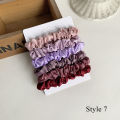 6Pcs/Set Matte Small Intestine Hair Ring Silky Satin Hair Scrunchies Simple Versatile Ponytail Holder Sweet Solid Color Headwear. 