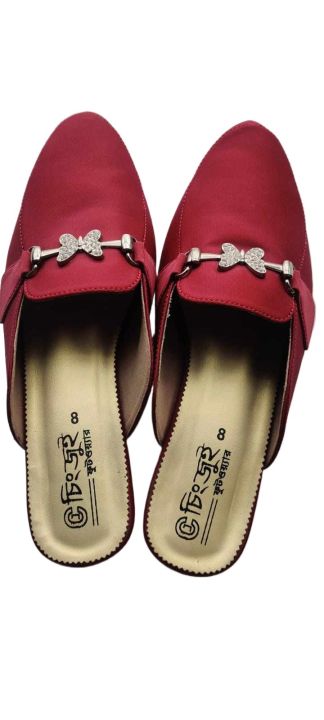 Shoe for Women Cing Jui Deep Meroon Block Heel Semi High Half Boat in Front Design Shoe
